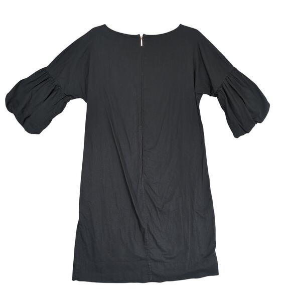 LRL Ralph Lauren Sz 10 Black Embroidered Roses Shift Dress Balloon Sleeve Goth - Picture 3 of 6